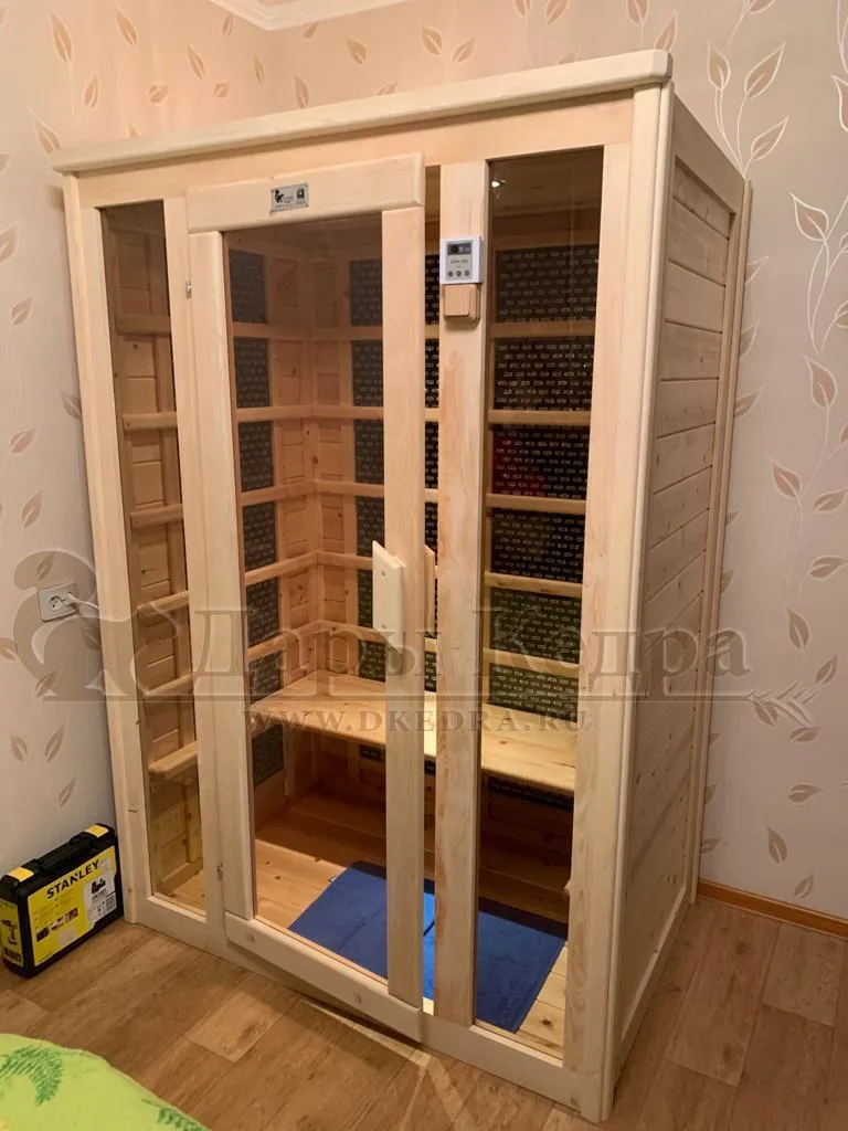 Двухместная инфракрасная сауна кабина из кедра с карбоновыми излучателями